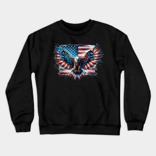 Eagle and the American flag; red white blue; American; America; USA; United states; US; patriotic; 4th July; fourth of July; independence day; celebrate; proud; stars and stripes; American flag; American eagle; Crewneck Sweatshirt